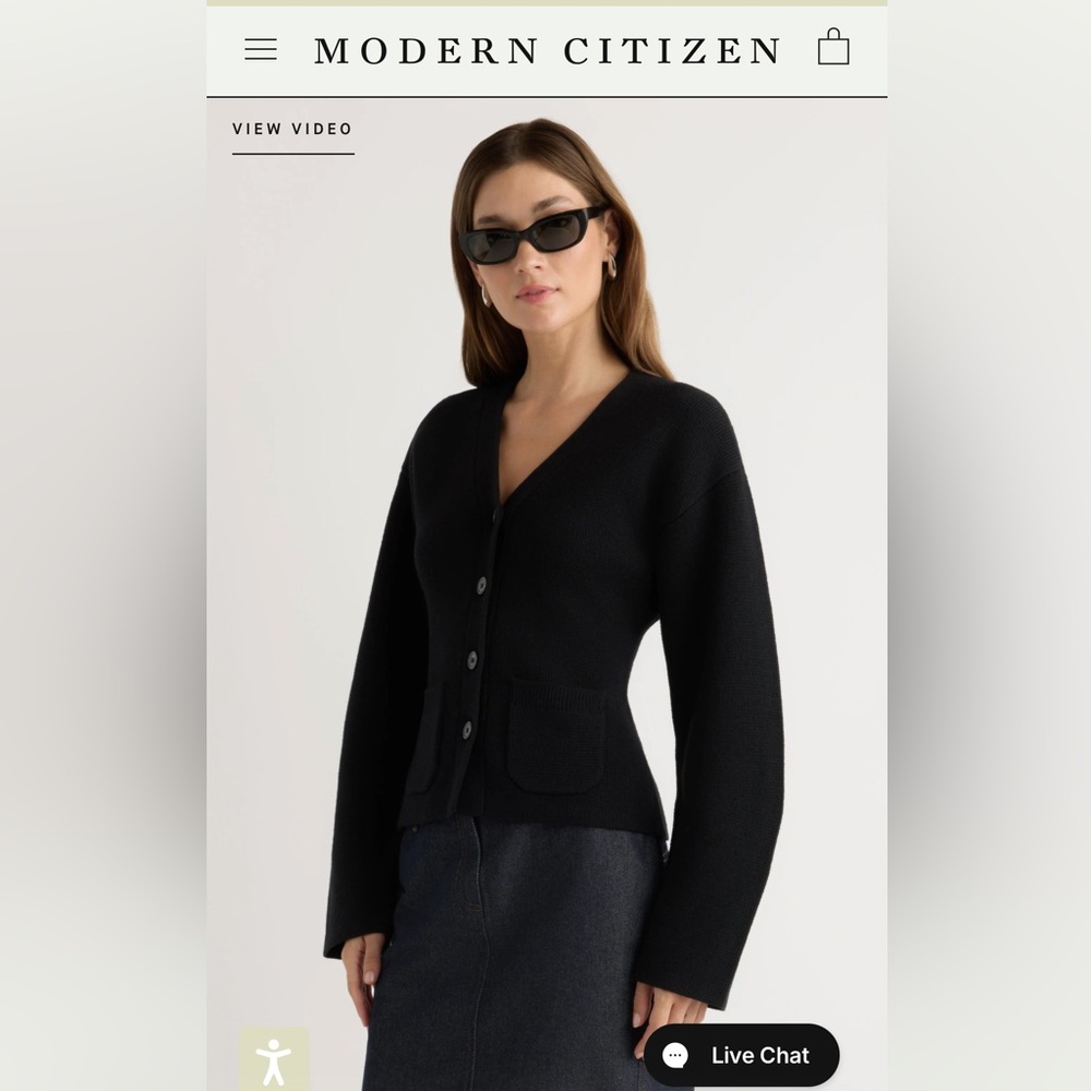 Modern Citizen Black V-Neck Button Cardigan
